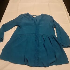 Counterparts Teal Blue Peasant Blouse